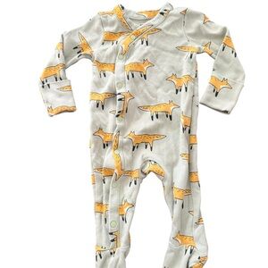 Tea Collection Green Footed One-Piece with Orange Fox Print